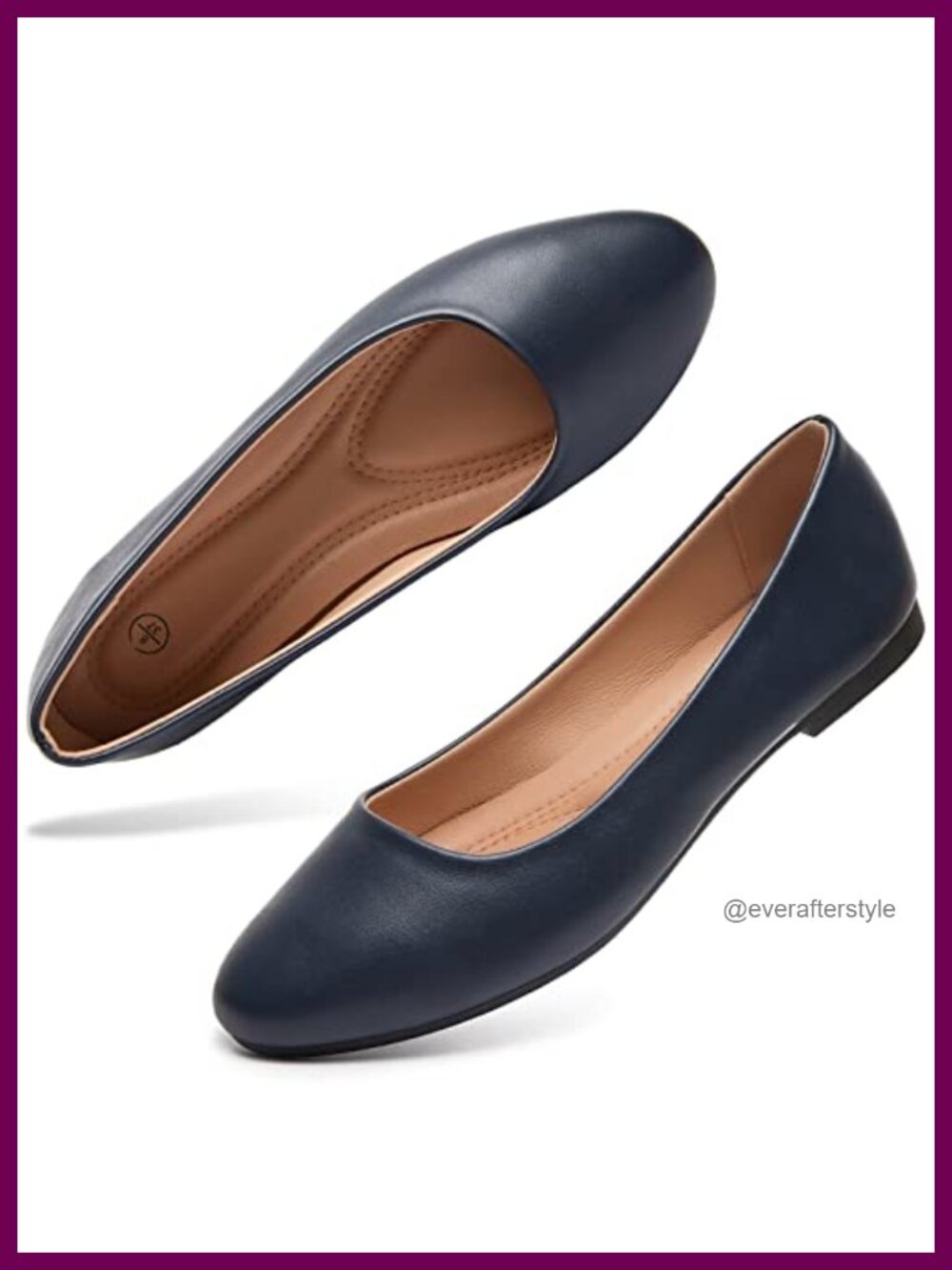 Women's PU Leather Ballet Flats Slip On Comfortable Dress Shoes Round Toe